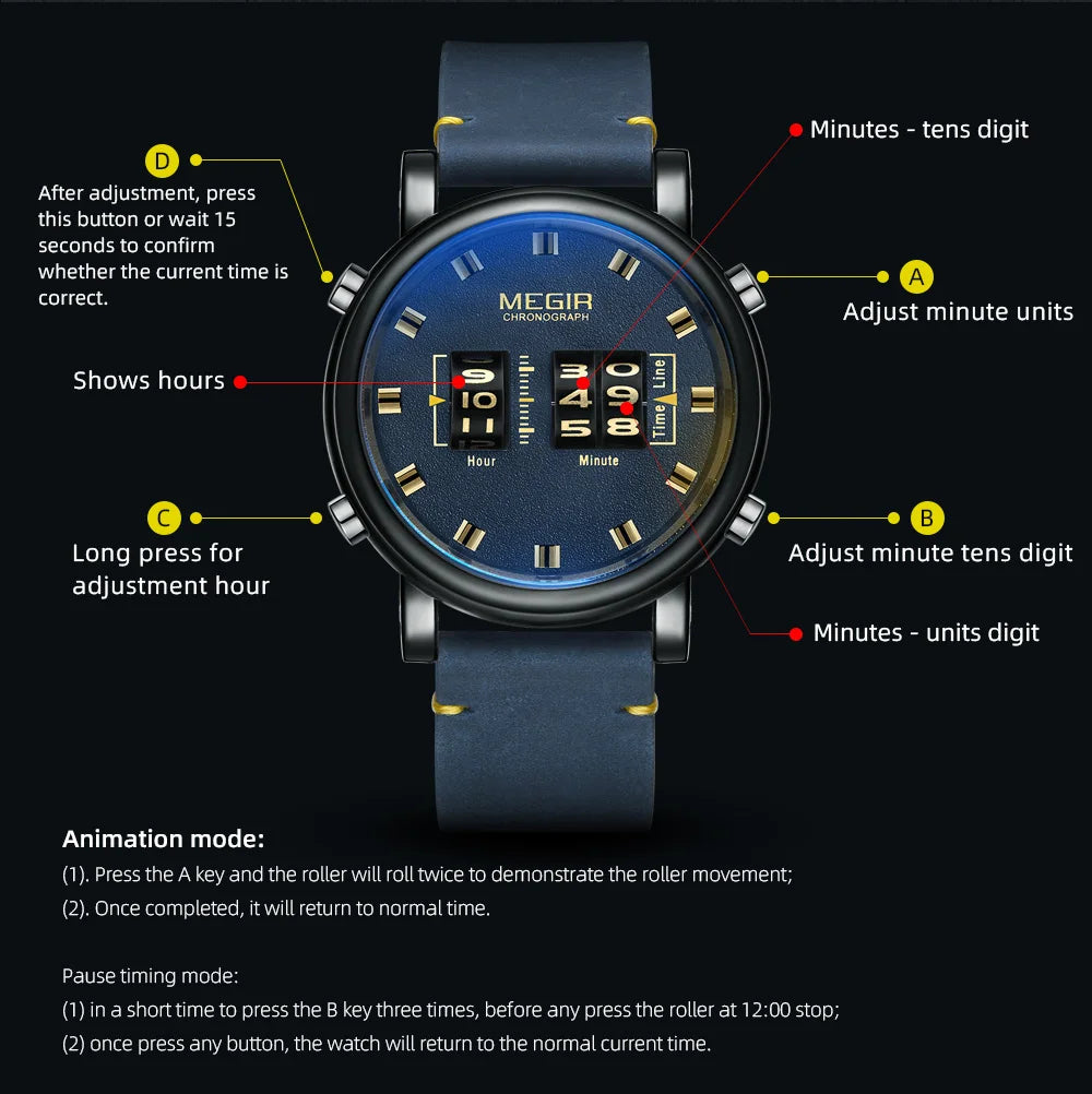 Montre Minimaliste à Roulette pour Hommes (Drum Roller)
